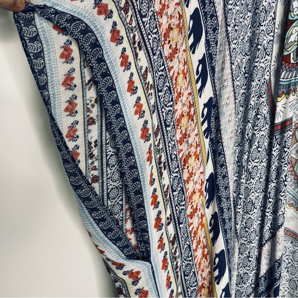 Soft Surroundings Boho Tassels Embellished Mixed Print Cardigan Kimono One Size - Picture 6 of 16